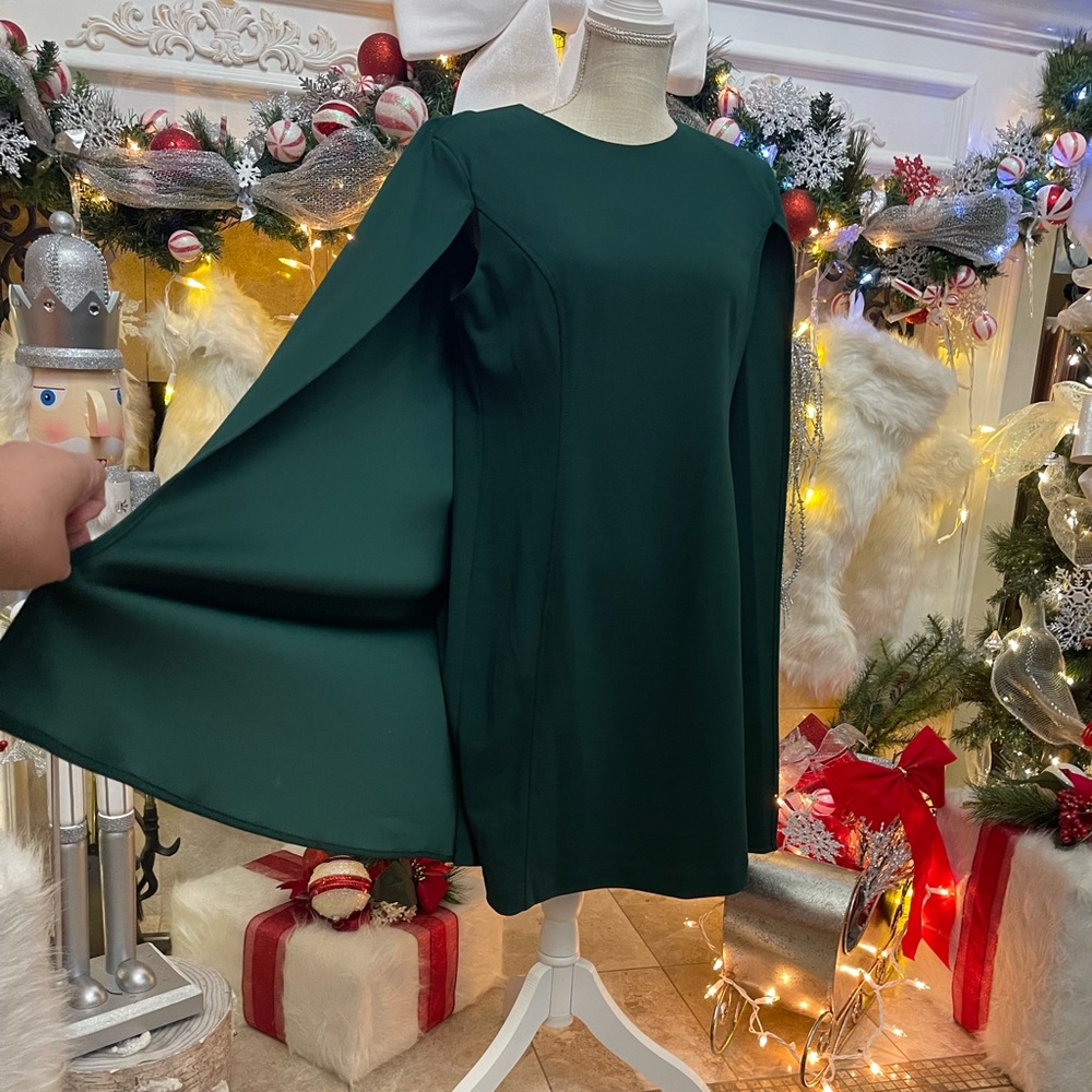 Calvin Klein Green Sleeveless Sheath Cape Dress Women’s Size 8